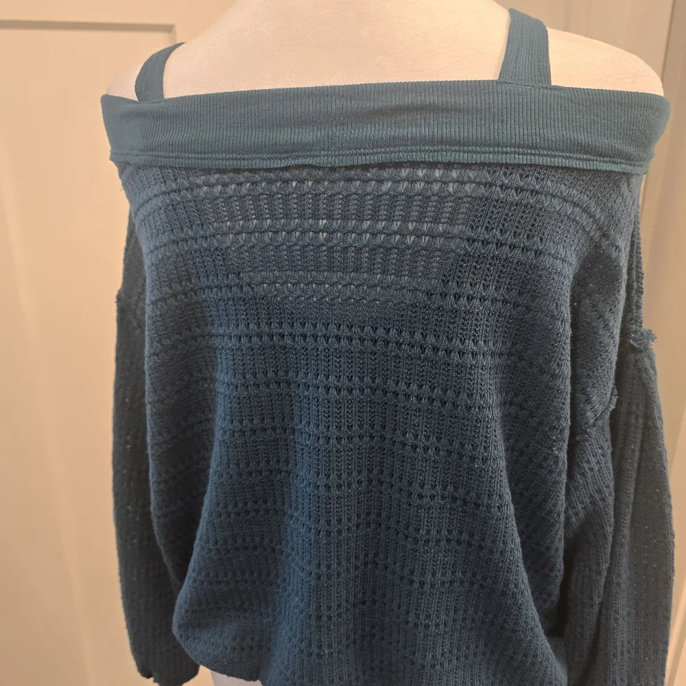 Free People Woven Knit Off Shoulder‎ Top Size XS